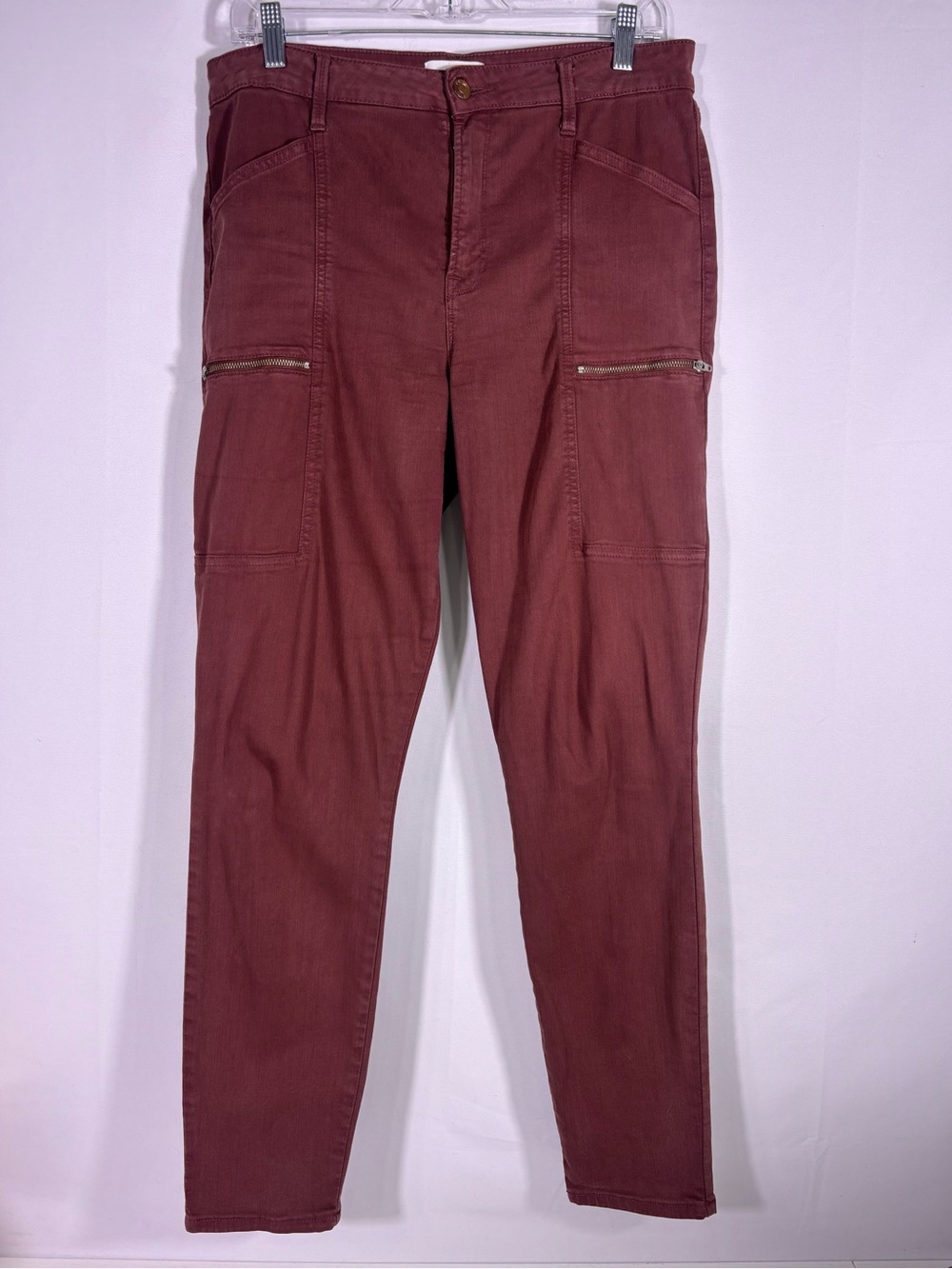 Pistola Burgundy Utility Cargo Skinny Pants Zip Pockets Size 29